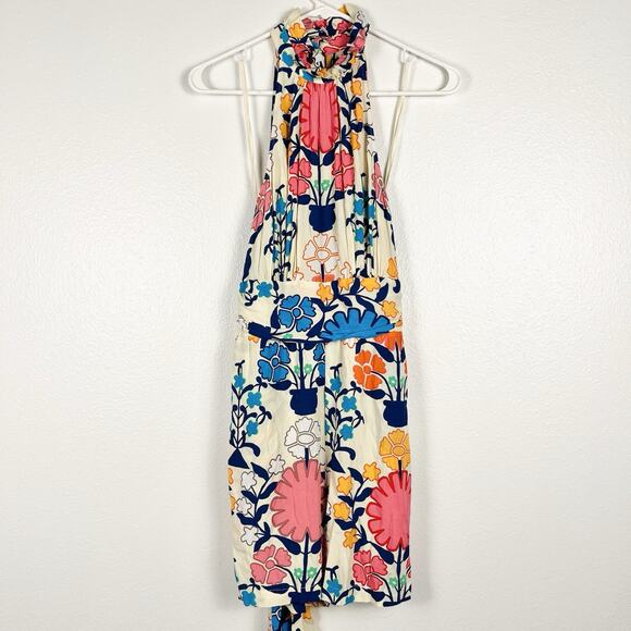 Anthropologie Tracy Reese Floral Ruffled Tie-Waist Colorful Romper Small - Picture 3 of 8